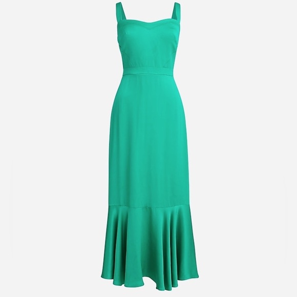 NWT J. crew collection emerald viscose satin flare maxi gown dress luster crepe - Picture 1 of 8